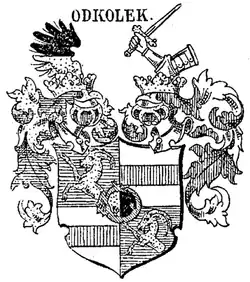 Wappen derer von Odkolek, Ritter und Freiherren von Augezdec bei Johann Siebmacher