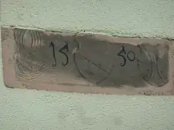 Wappenstein (1550) in Rannungen, links das Münstersche Wappen