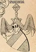 Wappen der „Von Sparenberg“, in Rot ein silberner Querbalken, Siebmachers Wappenbuch