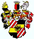 Wappen: links Ritter Regner von Bleyleben und rechts Freiherrn Regner von Bleyleben