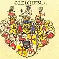 Gemehrtes Wappen der Grafen von Gleichen aus dem Wappenbuch Johann Siebmachers