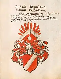 Darstell­ung im Wappen­buch des Heiligen Römischen Reiches von Stephan Brechtel (Mitte 16. Jh.)