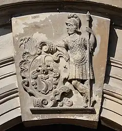 Wappenstein des F.A.V.G (* 1710; † 1763) in Schöckingen