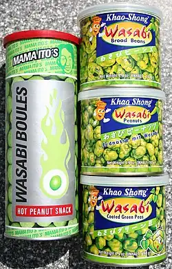 Verschiedene Wasabi-Knabbernprodukte
