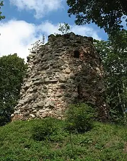 Bergfried der Burgruine Wasdow