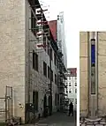 Serie Luft am Rathaus, rechts der Säulenfuß mit Leuchtdiodenanzeige