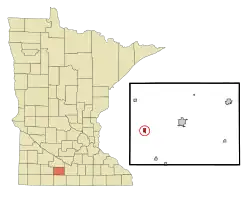 Lage von Butterfield im Watonwan County (rechts) und in Minnesota (rechts)