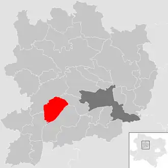 Lage der Gemeinde Weißenkirchen in der Wachau im Bezirk Krems-Land (anklickbare Karte)