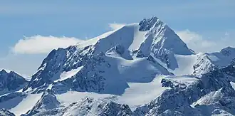 Weißkugel von Nordosten, links das Hintereisjoch, davor die Langtauferer Spitze