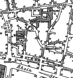 Plan der Weintorstraße von 1894 (Norden ist rechts)