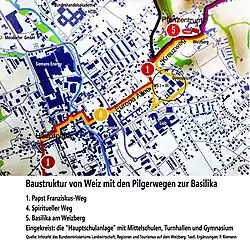 Stadtstruktur von Weiz mit der Hauptschule