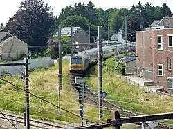 Umgeleiteter Zug in Welkenraedt (Juli 2021)