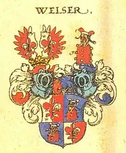 Gemehrtes Wappen einer Welser Linie, nach Siebmacher