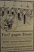 Werbung für Linotype-Setzmaschinen um 1905