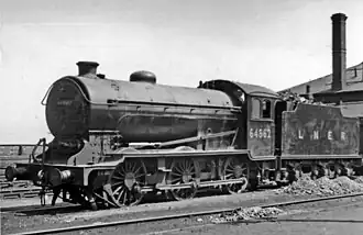 Lokomotive 64862, noch mit LNER-Beschriftung auf dem Tender 1954 im Depot Hartlepool