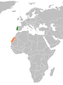 Lage von Portugal und Westsahara