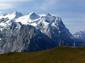 Rosenhorn, Mittelhorn und Wetterhorn von Nordosten