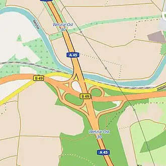 Übersichtskarte Anschlussstelle Wetzlar-Ost