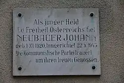 Gedenktafel Johann Neubauer