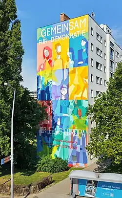 Großflächiges Mural anlässlich der Europawahl 2024 in Wien
