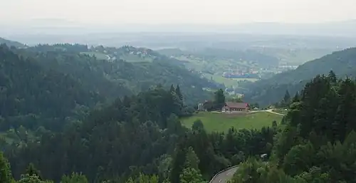 Wildbach Richtung Unterlauf: Ab dem Ort Wildbach öffnet sich das Tal