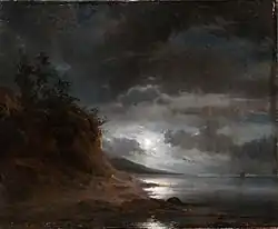 Wilhelm Krause: Küstenlandschaft bei Mondschein, 1860