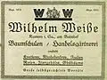 Anzeige für die Baumschule Wilhelm Weiße 1926 (Inhaberin war zu der Zeit schon seine Witwe Emma Weisse)