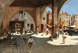 Szene an einer Mole in Venedig