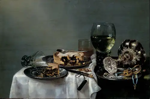 Willem Claeszoon Heda: Stillleben mit Brombeerpastete, 1631