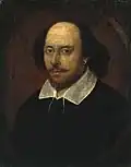 William Shakespeare um 1611 mit einem schlichten Leinenkragen, wie ihn das arbeitende Kleinbürgertum trug.