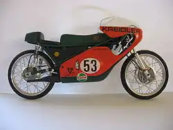 Modell des Weltmeistermotorrads 1971 von Jan de Vries
