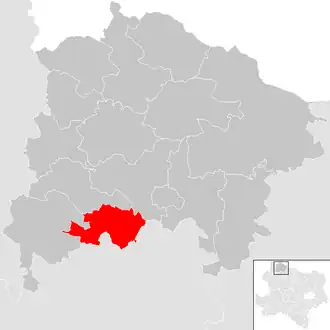 Lage der Gemeinde Windigsteig im Bezirk Waidhofen an der Thaya (anklickbare Karte)
