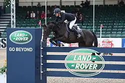 Steilsprung mit Planken, Ständer mit senkrechter Metallschiene mit Löchern für die weißen Auflagen