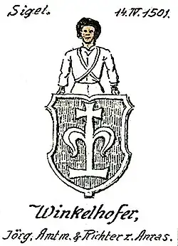 Vorgänger-Wappen (Hausmarke?) des Jörg Winkelhofer
