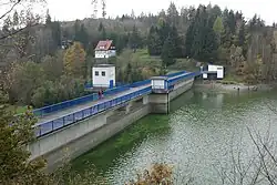 Staumauer Talsperre Wippra von oben