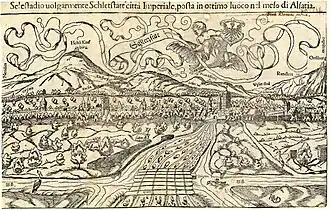 Ansicht von Schlettstadt; Holzschnitt, vor 1550