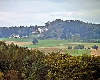 Blick von der Kleinen Bastei bei Schmilka zum Wolfsberg