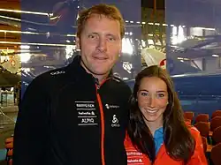 Jörn Wollschläger mit Aita Gasparin beim Swiss-Ski-Abgabetag in Dübendorf, Oktober 2013
