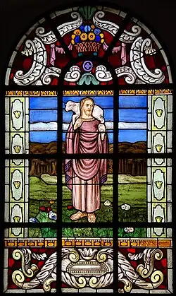 Kirchenfenster in Woppenroth „Der gute Hirte“ (Joh 10,1–30&nbsp;LUT), 1926