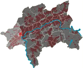 Lage des Quartiers Industriestraße im Stadtbezirk Vohwinkel