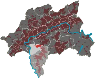 Lage des Quartiers Küllenhahn im Stadtbezirk Cronenberg