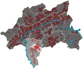 Lage des Quartiers Cronenfeld im Stadtbezirk Cronenberg