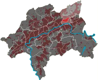 Lage des Quartiers Wichlinghausen-Süd im Stadtbezirk Oberbarmen
