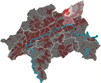 Lage des Quartiers Nächstebreck-West im Stadtbezirk Oberbarmen