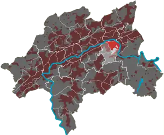 Lage des Quartiers Heckinghausen im Stadtbezirk Heckinghausen