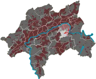 Lage des Quartiers Hammesberg im Stadtbezirk Heckinghausen