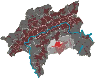 Lage des Quartiers Ronsdorf-Mitte/Nord im Stadtbezirk Ronsdorf