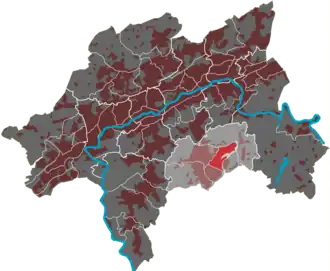 Lage des Quartiers Blombach-Lohsiepen im Stadtbezirk Ronsdorf