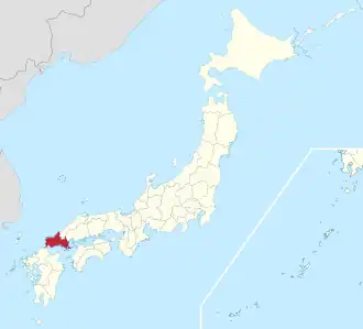 Lage der Präfektur Yamaguchi in Japan