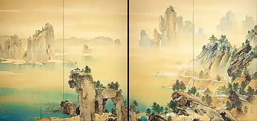 Stellschirm-Paar „Gutes Vorzeichen“ (祥瑞之図), 1931